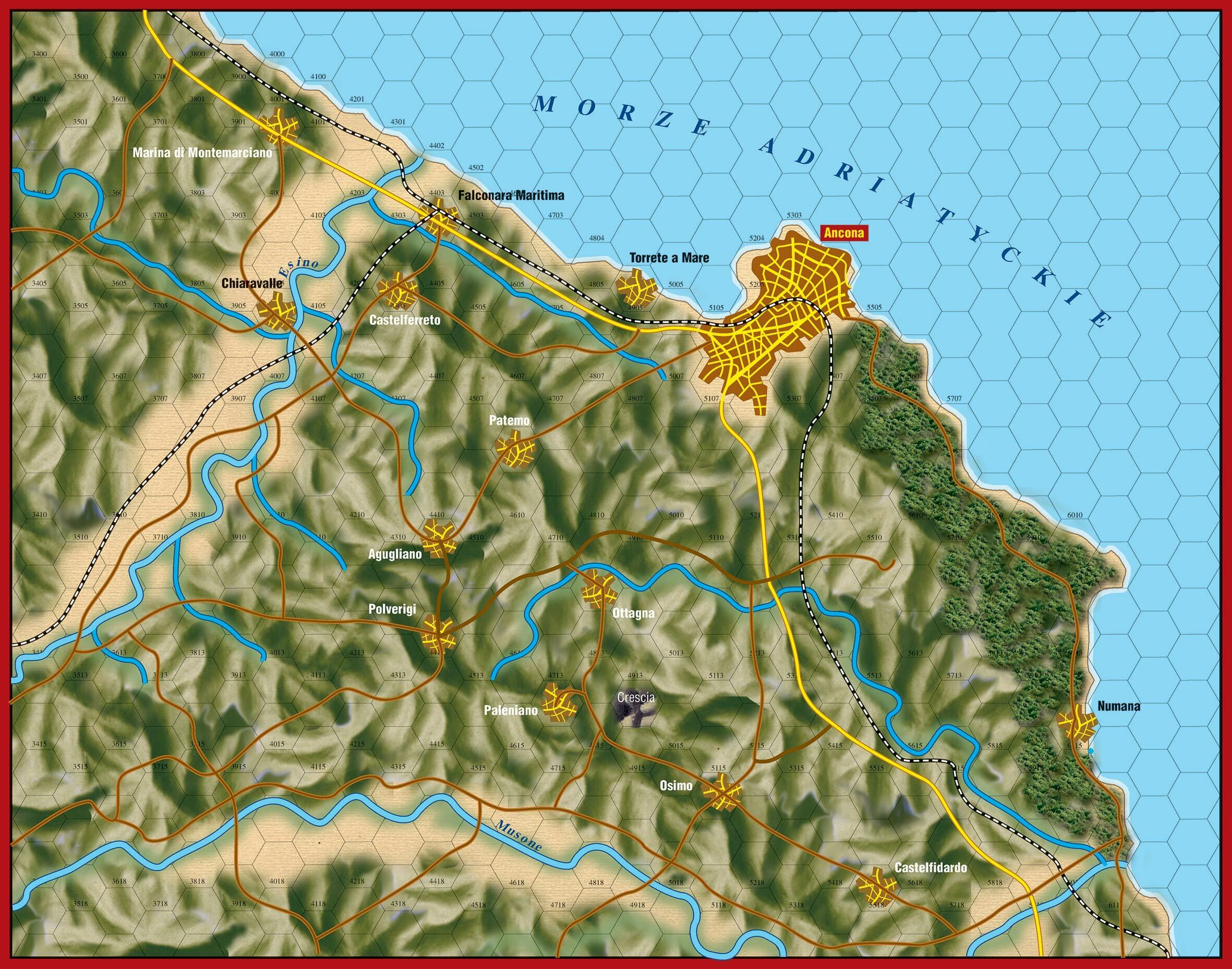 Mapa do gry planszowej o bitwie pod Anconą
