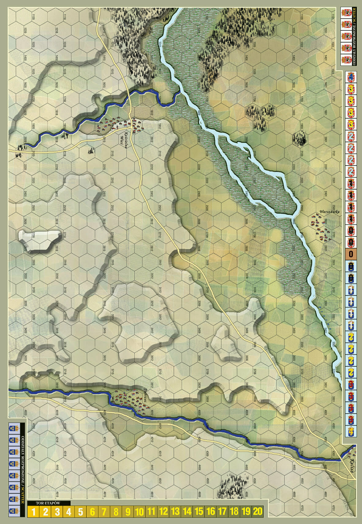 Kalisz 1706 mapa bitwy - gra planszowa