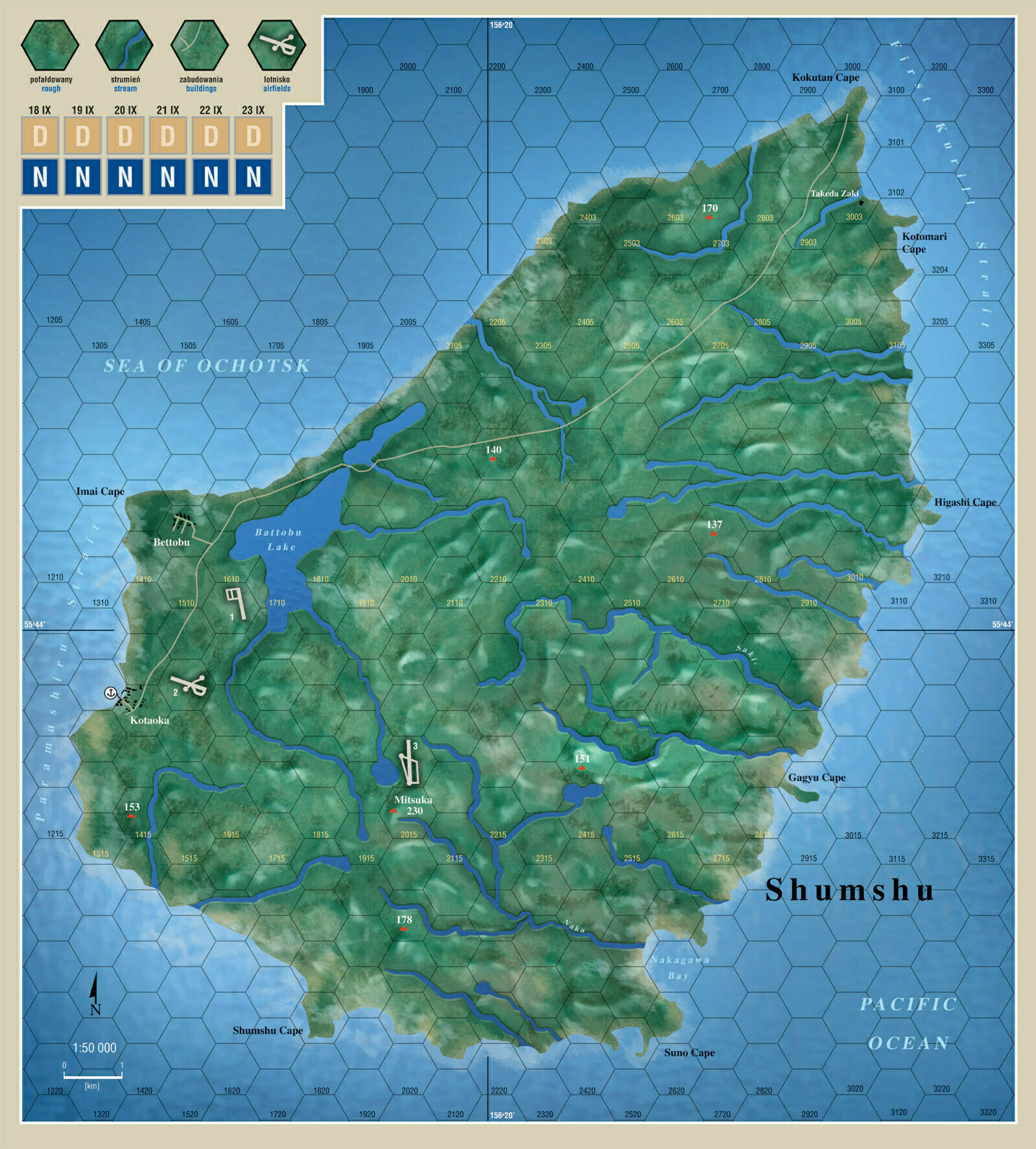 Mapa wyspy Shumshu